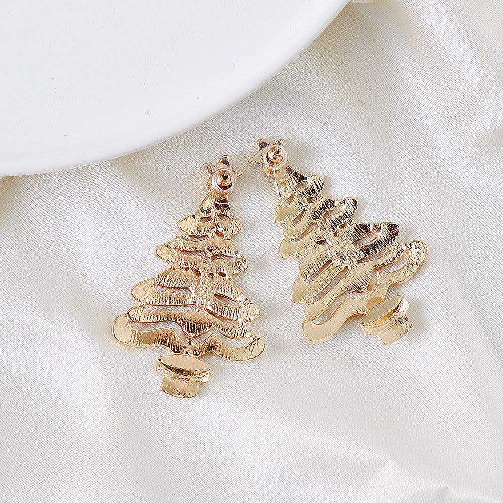 Rhinestone Alloy Christmas Tree Earrings Trendsi