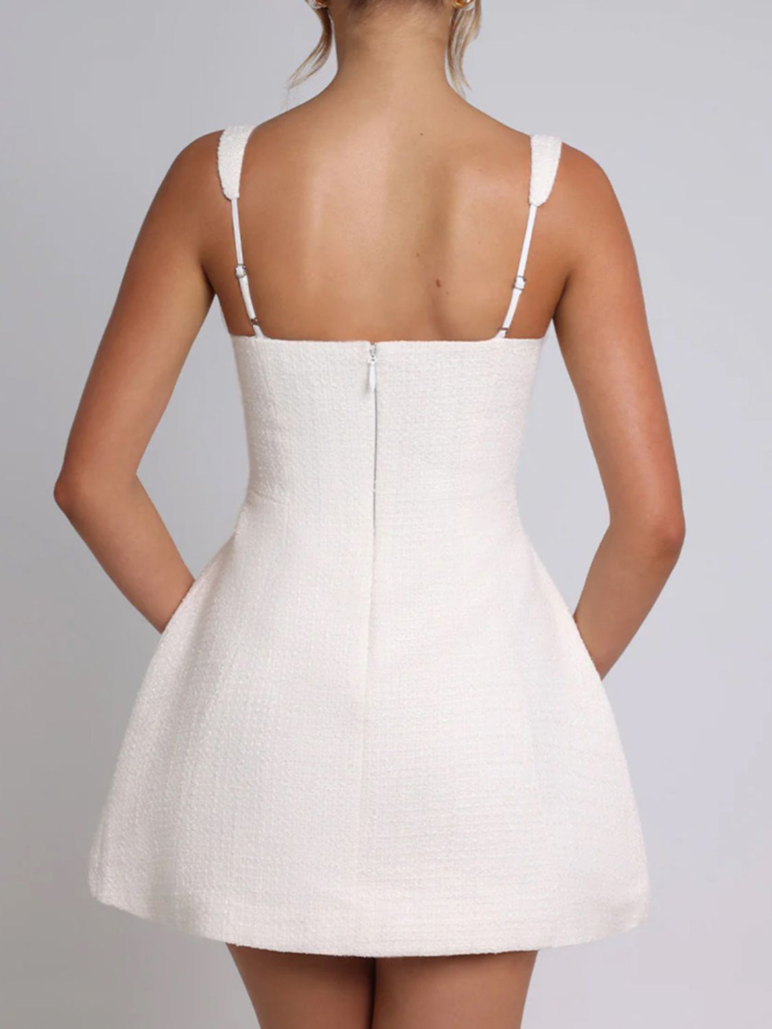 Devine Square Neck Wide Strap Mini Dress Trendsi