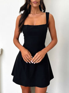 Devine Bow Back Square Neck Mini Dress Trendsi