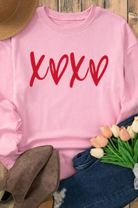 Valentine’s Day XOXO Round Neck Drop Shoulder Sweatshirt