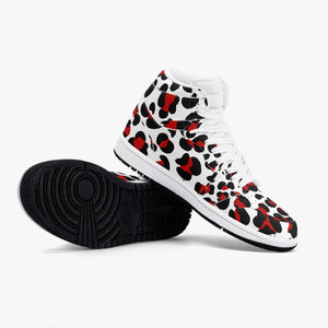 New Black & Red Leopard Print High-Top Leather Shoes