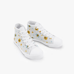 Bee hive Kid’s High-Top Canvas Shoes