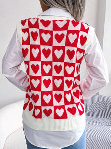 Heart V-Neck Sweater Vest Trendsi