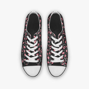 Pink & Black Leopard Low Canvas Shoes-White sole