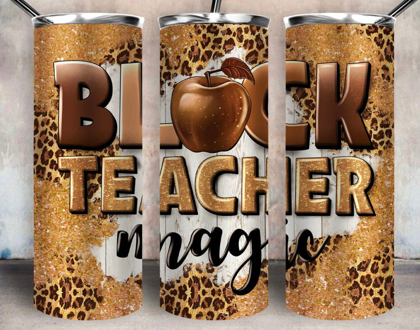 Black teacher magic tumbler