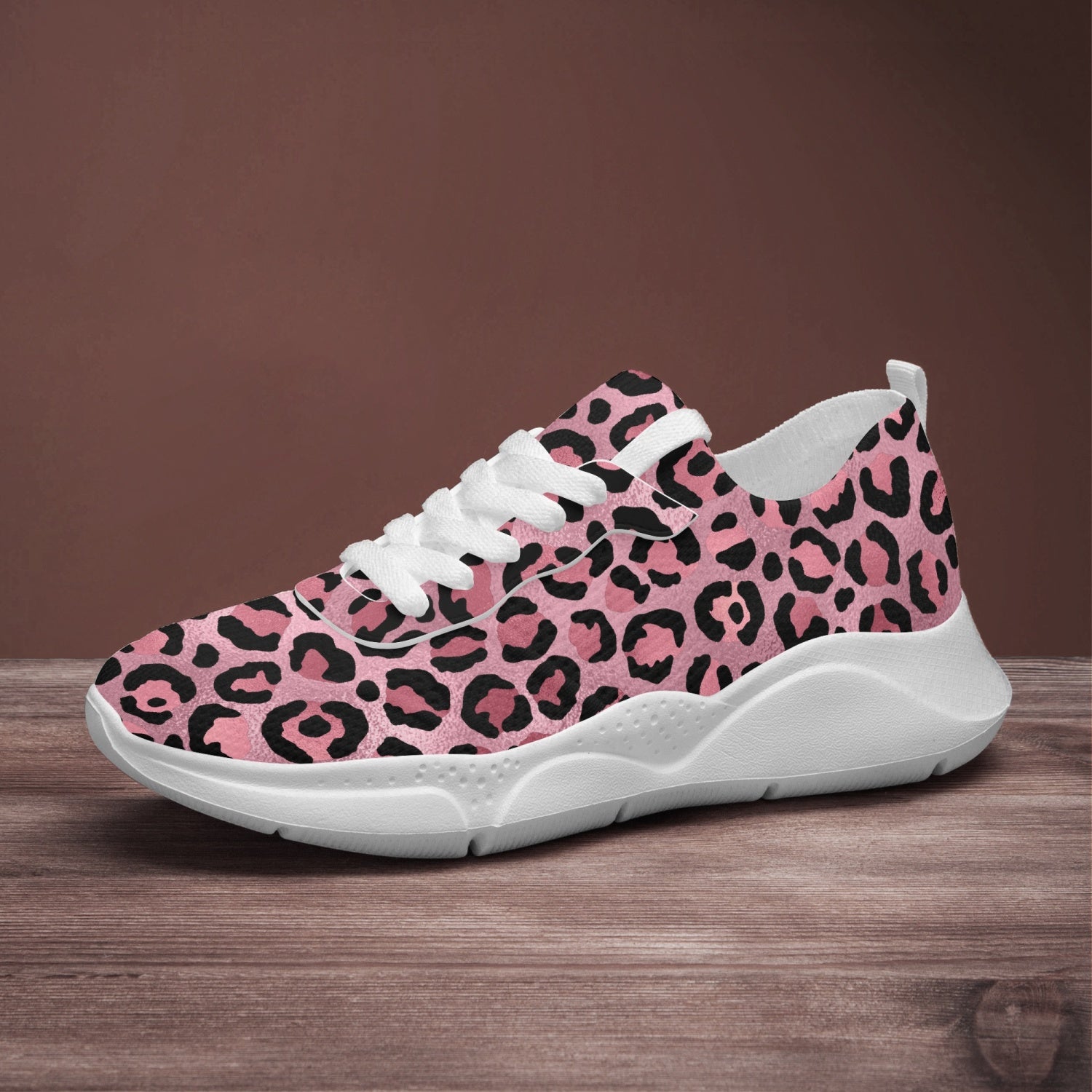 Pink Leopard Print Women's Running Shoes