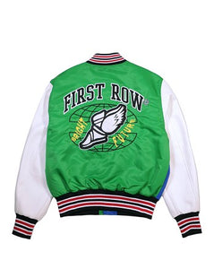 BRIGHT FUTURE GREEN LETTERMAN VARSITY JACKET