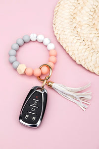 Silicone Color Block Key Ring Bracelet