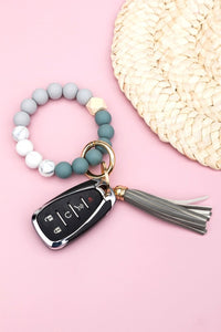 Silicone Color Block Key Ring Bracelet