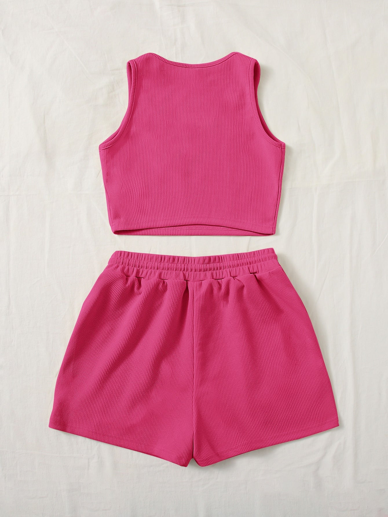 EZwear Plus Solid Tank Top Track Shorts Set