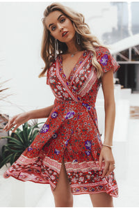 Simplee Bohemian floral mini summer dress