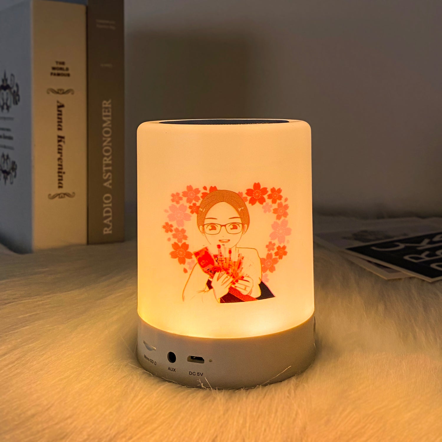 Custom Cylindrical Bluetooth Portable Speaker Lamp LED Light