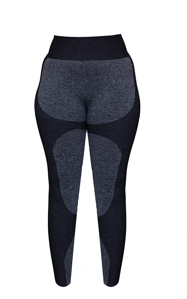 Plus Charcoal Seamless 2 Tone Contour Leggings