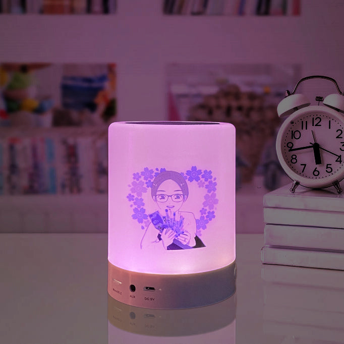 Custom Cylindrical Bluetooth Portable Speaker Lamp LED Light