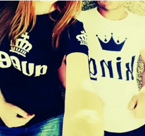 King & Queen Couple Matching Shirts with Sleeve Print