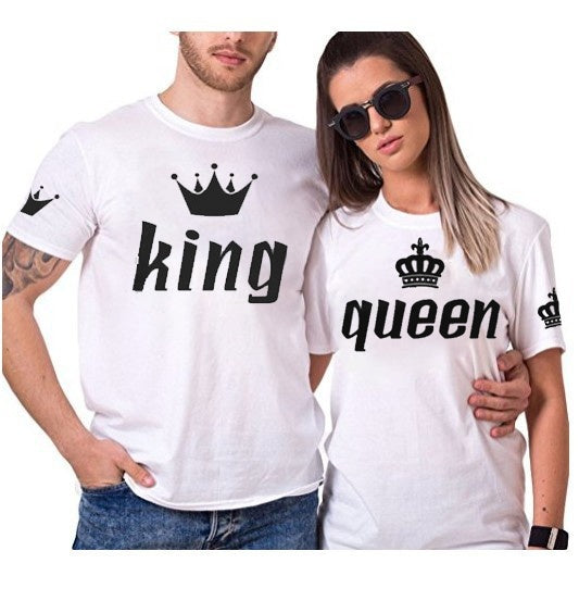 King & Queen Couple Matching Shirts with Sleeve Print