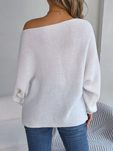 One-Shoulder Lantern Sleeve Sweater