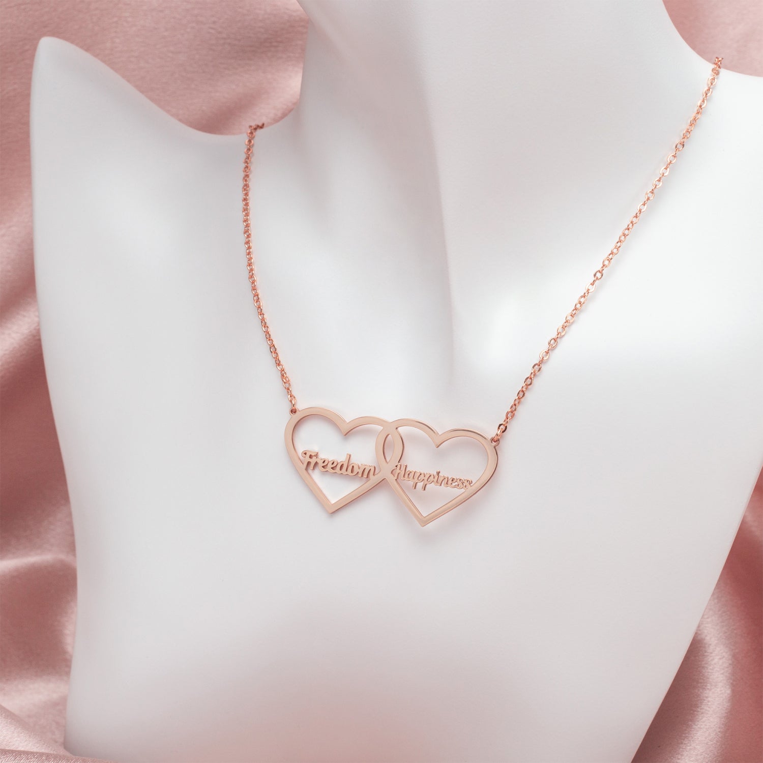 Custom Double Heart Name Necklace