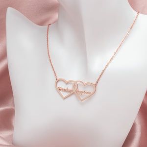 Custom Double Heart Name Necklace