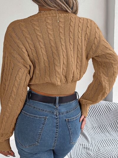 Twisted Cable-Knit V-Neck Sweater