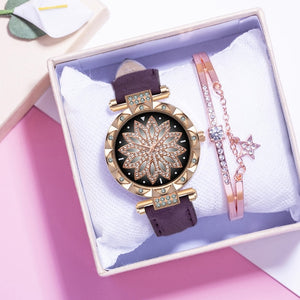 Romantic Starry Sky Wrist Watch & Bracelet Set