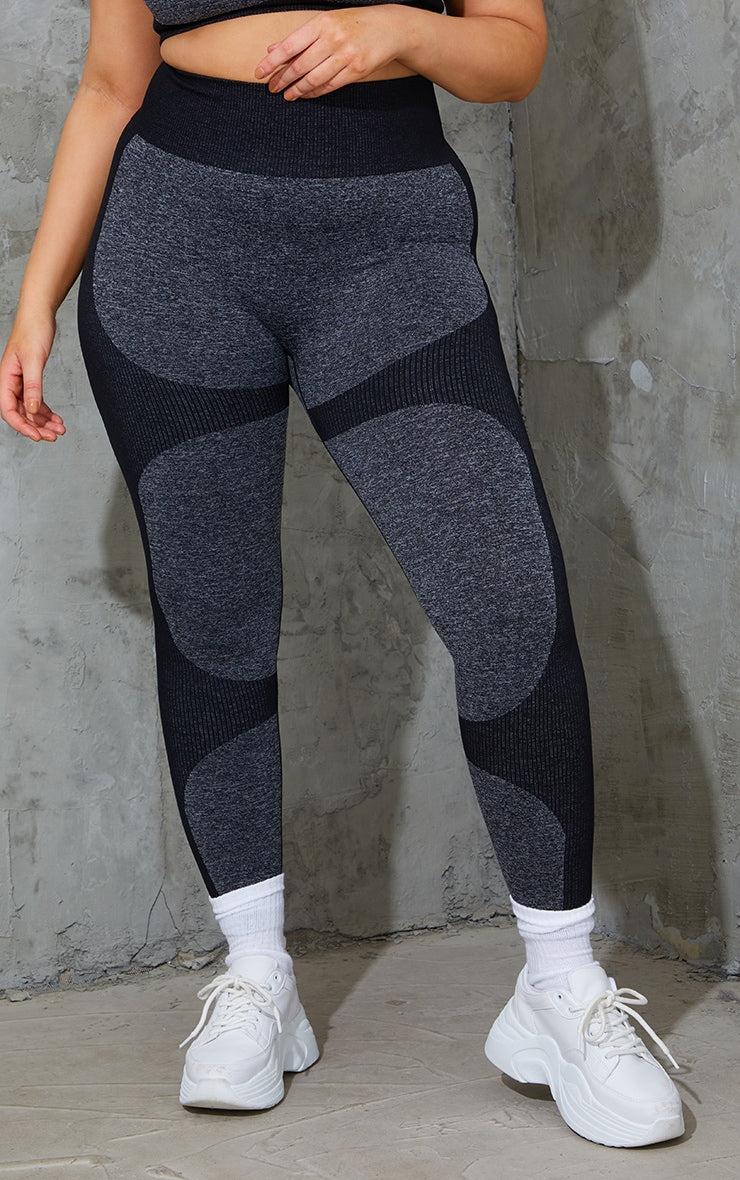 Plus Charcoal Seamless 2 Tone Contour Leggings