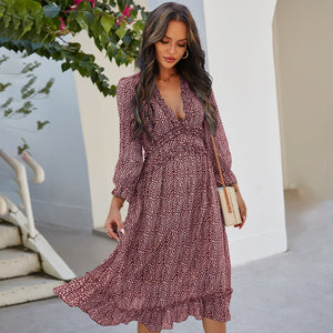 Vintage Sexy Print Chiffon Dress