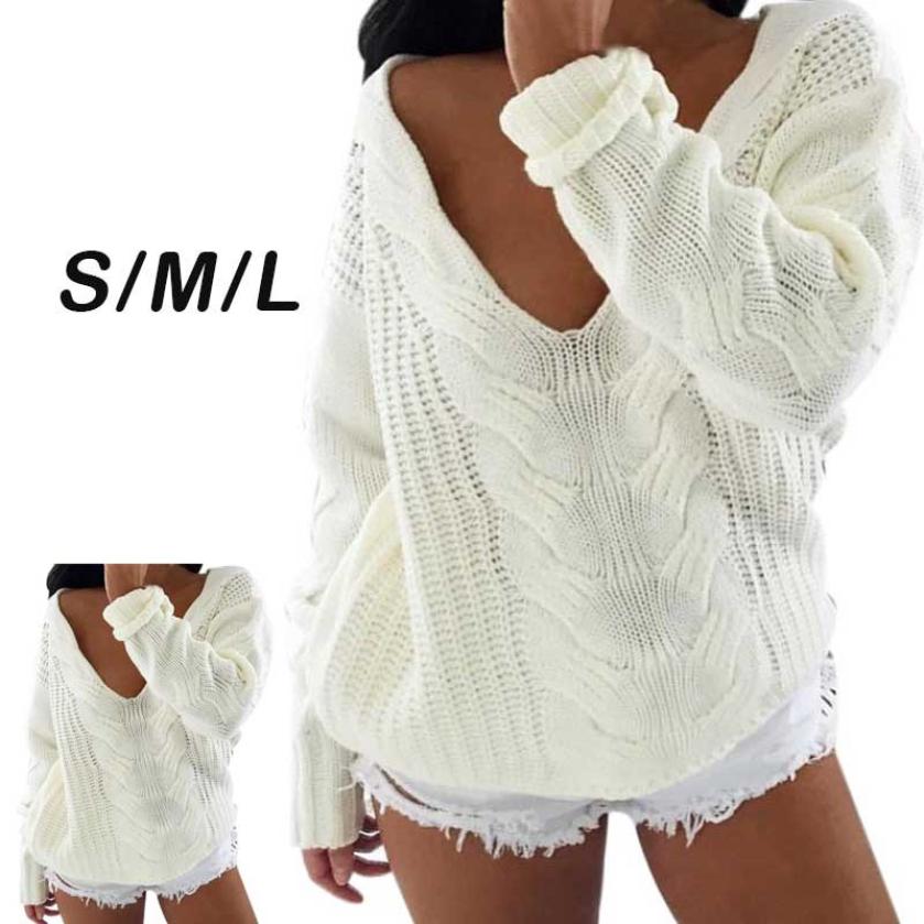 Long Sleeve Deep V Neck Sweater