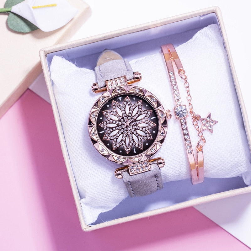 Romantic Starry Sky Wrist Watch & Bracelet Set