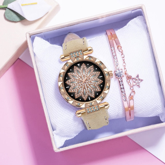 Romantic Starry Sky Wrist Watch & Bracelet Set