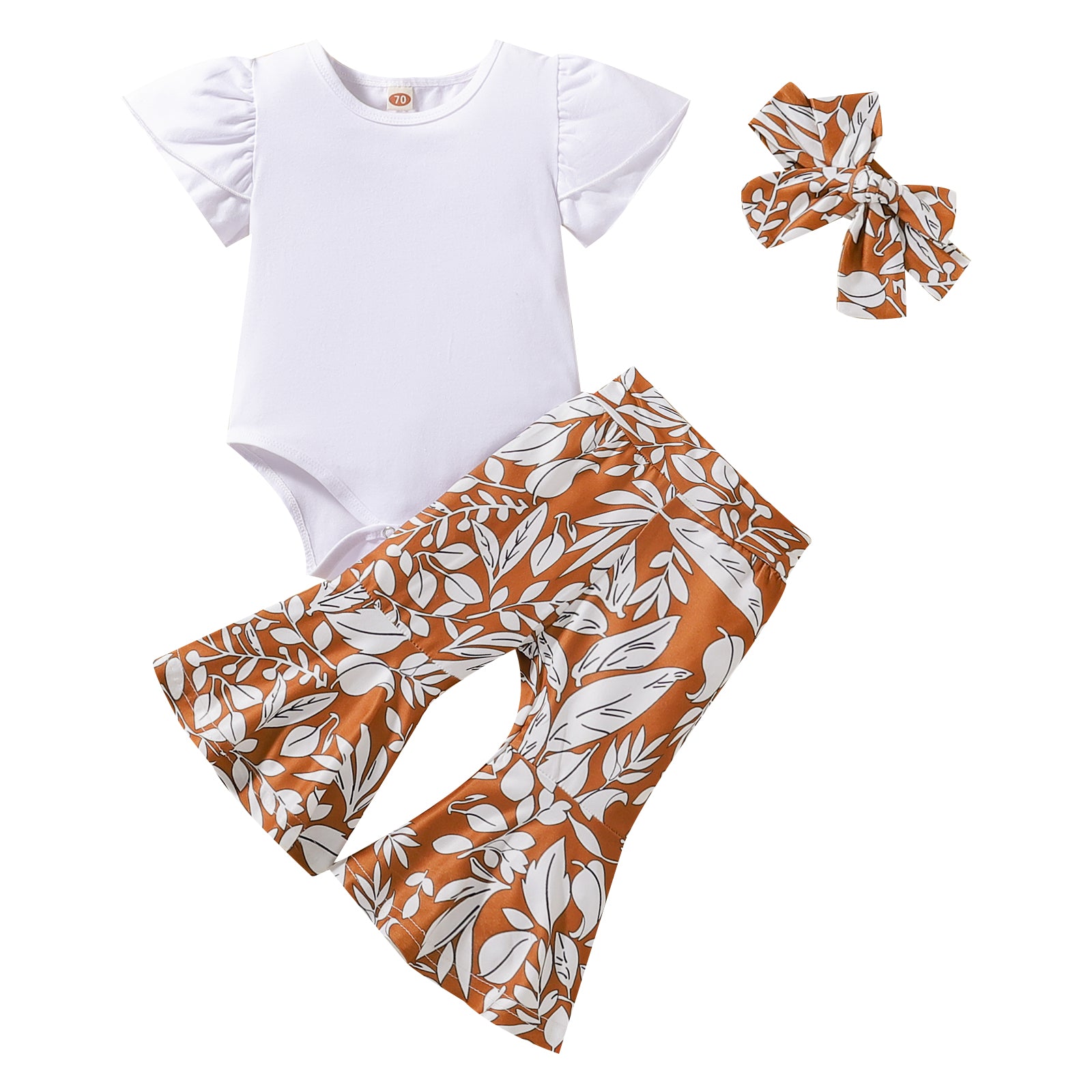 Short-Sleeved Onsie + Flared Pants Two-Piece Set (Name can be added)