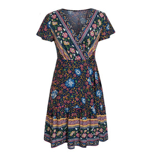 Simplee Bohemian floral mini summer dress