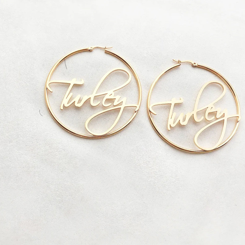 Custom Name Hoop Earrings