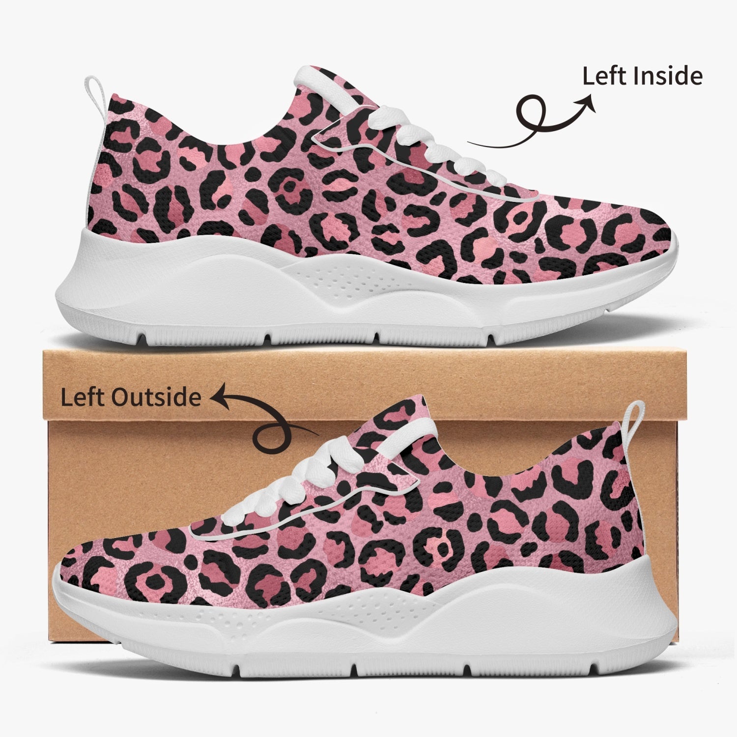 Pink Leopard Print Women's Running Shoes