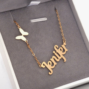 Dainty Butterfly Name Necklace