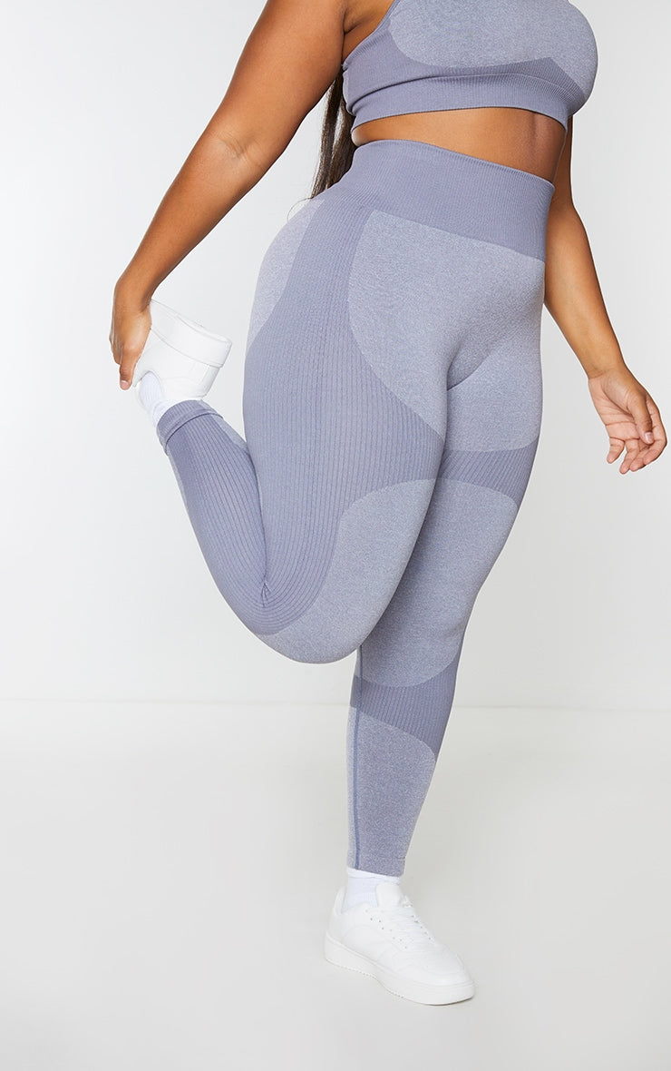 Plus Charcoal Seamless 2 Tone Contour Leggings