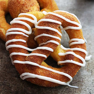 Soft baked pretzels with toppings